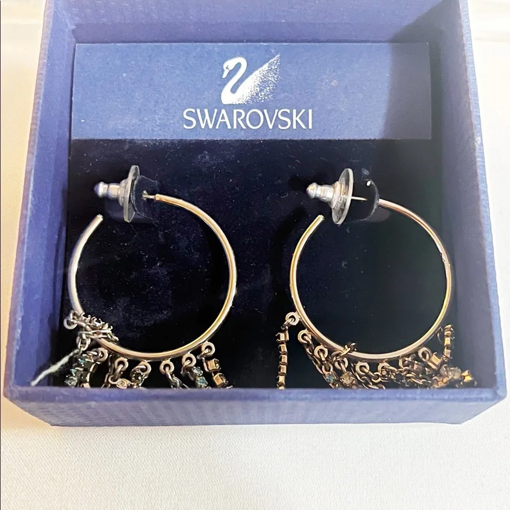 New Large Swarovski Pave Hoop Earrings new in a box - Picture 2 of 3